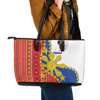 Philippines Independence Day Leather Tote Bag Pilipinas Sun Stars Igorot Pattern