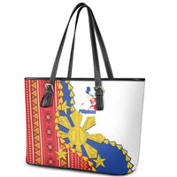 Philippines Independence Day Leather Tote Bag Pilipinas Sun Stars Igorot Pattern