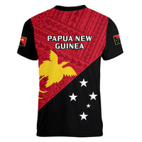 Papua New Guinea Football Women V Neck T Shirt Go PNG Polynesian Pattern Sporty Style LT14 - Polynesian Pride