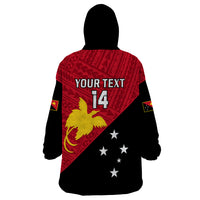 Personalised Papua New Guinea Football Wearable Blanket Hoodie Go PNG Polynesian Pattern Sporty Style LT14 - Polynesian Pride