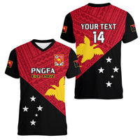 Personalised Papua New Guinea Football Women V Neck T Shirt Go PNG Polynesian Pattern Sporty Style LT14 - Polynesian Pride
