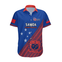 Samoa Football Hawaiian Shirt Samoan Coat Of Arm Polynesian Sporty Style LT14 Blue - Polynesian Pride