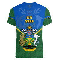 Solomon Islands Football Women V Neck T Shirt Polynesian Pattern Sporty Style LT14 - Polynesian Pride