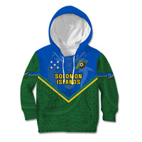 Personalised Solomon Islands Football Kid Hoodie Polynesian Pattern Sporty Style LT14 Hoodie Green - Polynesian Pride