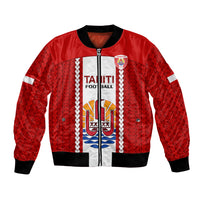Personalised Tahitian Football Bomber Jacket Tahiti Coat Of Arm Polynesian Sporty Style LT14 Unisex Red - Polynesian Pride