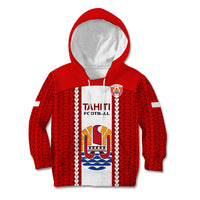 Personalised Tahitian Football Kid Hoodie Tahiti Coat Of Arm Polynesian Sporty Style LT14 Hoodie Red - Polynesian Pride