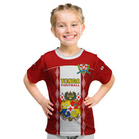 Tonga Football Kid T Shirt Tongan Ngatu Pattern Sporty Style LT14 Red - Polynesian Pride