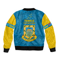 Tuvalu Islands Football Sleeve Zip Bomber Jacket Polynesian Pattern Sporty Style LT14 - Polynesian Pride
