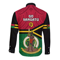 Vanuatu Football Long Sleeve Button Shirt Vanuatuan Coat Of Arm Polynesian Flag Style LT14 - Polynesian Pride