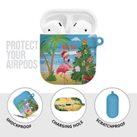 Flamingo Hawaii Summer Christmas Personalized AirPods Case Mele Kalikimaka Beachy Vibes