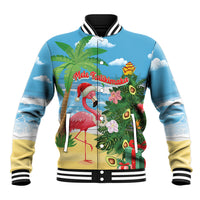 Flamingo Hawaii Summer Christmas Personalized Baseball Jacket Mele Kalikimaka Beachy Vibes
