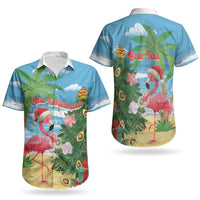 Flamingo Hawaii Summer Christmas Personalized Couples Matching Off Shoulder Maxi Dress and Hawaiian Shirt Mele Kalikimaka Beachy Vibes LT14 - Polynesian Pride