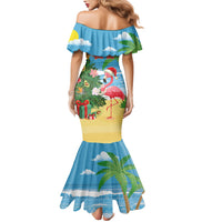 Flamingo Hawaii Summer Christmas Personalized Family Matching Mermaid Dress and Hawaiian Shirt Mele Kalikimaka Beachy Vibes