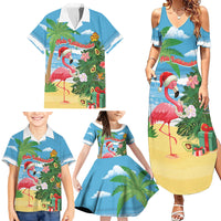 Flamingo Hawaii Summer Christmas Personalized Family Matching Summer Maxi Dress and Hawaiian Shirt Mele Kalikimaka Beachy Vibes