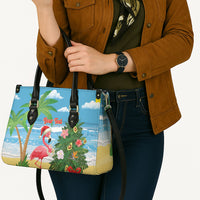 Flamingo Hawaii Summer Christmas Personalized Leather Bag Mele Kalikimaka Beachy Vibes