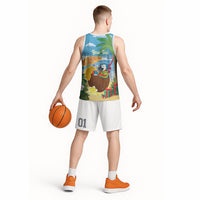 Chilling Parrot Hawaii Summer Christmas Personalized Basketball Jersey It's 5 O'Clock Somewhere Beachy Vibes