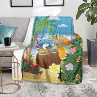 Chilling Parrot Hawaii Summer Christmas Personalized Blanket It's 5 O'Clock Somewhere Beachy Vibes