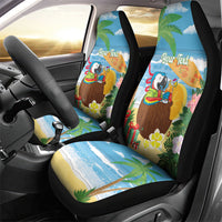Chilling Parrot Hawaii Summer Christmas Personalized Car Seat Cover It's 5 O'Clock Somewhere Beachy Vibes