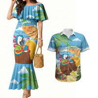 Chilling Parrot Hawaii Summer Christmas Personalized Couples Matching Mermaid Dress and Hawaiian Shirt It's 5 O'Clock Somewhere Beachy Vibes LT14 Blue - Polynesian Pride