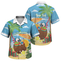 Chilling Parrot Hawaii Summer Christmas Personalized Family Matching Off The Shoulder Long Sleeve Dress and Hawaiian Shirt It's 5 O'Clock Somewhere Beachy Vibes LT14 Son's Shirt Blue - Polynesian Pride