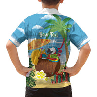 Chilling Parrot Hawaii Summer Christmas Personalized Family Matching Off Shoulder Short Dress and Hawaiian Shirt It's 5 O'Clock Somewhere Beachy Vibes
