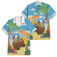 Chilling Parrot Hawaii Summer Christmas Personalized Family Matching Short Sleeve Bodycon Dress and Hawaiian Shirt It's 5 O'Clock Somewhere Beachy Vibes LT14 Dad's Shirt - Short Sleeve Blue - Polynesian Pride