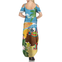 Chilling Parrot Hawaii Summer Christmas Personalized Family Matching Summer Maxi Dress and Hawaiian Shirt It's 5 O'Clock Somewhere Beachy Vibes