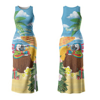 Chilling Parrot Hawaii Summer Christmas Personalized Family Matching Tank Maxi Dress and Hawaiian Shirt It's 5 O'Clock Somewhere Beachy Vibes LT14 Mom's Dress Blue - Polynesian Pride