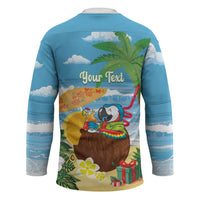 Chilling Parrot Hawaii Summer Christmas Personalized Hockey Jersey It's 5 O'Clock Somewhere Beachy Vibes