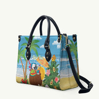 Chilling Parrot Hawaii Summer Christmas Personalized Leather Bag It's 5 O'Clock Somewhere Beachy Vibes