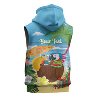Chilling Parrot Hawaii Summer Christmas Personalized Sleeveless Hoodie It's 5 O'Clock Somewhere Beachy Vibes