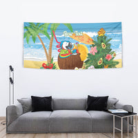Chilling Parrot Hawaii Summer Christmas Personalized Tapestry It's 5 O'Clock Somewhere Beachy Vibes