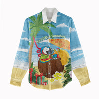 Chilling Parrot Hawaii Summer Christmas Personalized Women Casual Shirt It's 5 O'Clock Somewhere Beachy Vibes