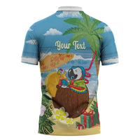 Chilling Parrot Hawaii Summer Christmas Personalized Zipper Polo Shirt It's 5 O'Clock Somewhere Beachy Vibes LT14 - Polynesian Pride
