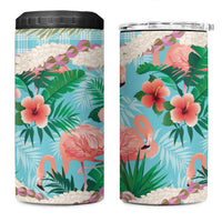 Flamingo Hawaii Summer 4 in 1 Can Cooler Tumbler Hawaiian Lei Pakala Motifs Tropical Style