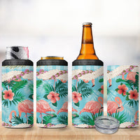 Flamingo Hawaii Summer 4 in 1 Can Cooler Tumbler Hawaiian Lei Pakala Motifs Tropical Style