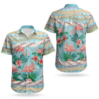 Flamingo Hawaii Summer Couples Matching Mermaid Dress and Hawaiian Shirt Hawaiian Lei Pakala Motifs Tropical Style LT14 - Polynesian Pride