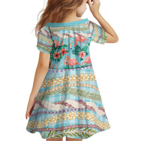 Flamingo Hawaii Summer Family Matching Mermaid Dress and Hawaiian Shirt Hawaiian Lei Pakala Motifs Tropical Style