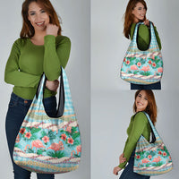 Flamingo Hawaii Summer Grocery Bag Hawaiian Lei Pakala Motifs Tropical Style