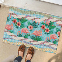 Flamingo Hawaii Summer Rubber Doormat Hawaiian Lei Pakala Motifs Tropical Style