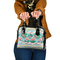 Flamingo Hawaii Summer Shoulder Handbag Hawaiian Lei Pakala Motifs Tropical Style