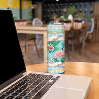 Flamingo Hawaii Summer Skinny Tumbler Hawaiian Lei Pakala Motifs Tropical Style