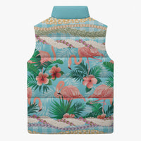Flamingo Hawaii Summer Sleeveless Puffer Jacket Hawaiian Lei Pakala Motifs Tropical Style