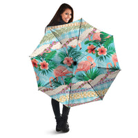 Flamingo Hawaii Summer Umbrella Hawaiian Lei Pakala Motifs Tropical Style
