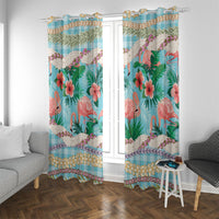Flamingo Hawaii Summer Window Curtain Hawaiian Lei Pakala Motifs Tropical Style