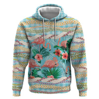 Flamingo Hawaii Summer Zip Hoodie Hawaiian Lei Pakala Motifs Tropical Style