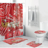 New Zealand Christmas In July Bathroom Set Funny Santa Sheep Meri Kirihimete Red
