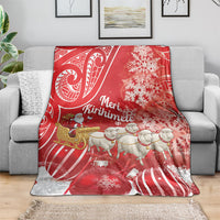 New Zealand Christmas In July Blanket Funny Santa Sheep Meri Kirihimete Red