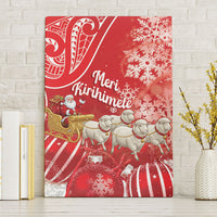 New Zealand Christmas In July Canvas Wall Art Funny Santa Sheep Meri Kirihimete Red