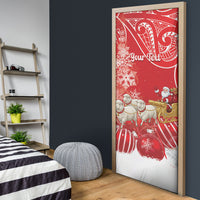 New Zealand Christmas In July Personalised Door Cover Funny Santa Sheep Meri Kirihimete Red